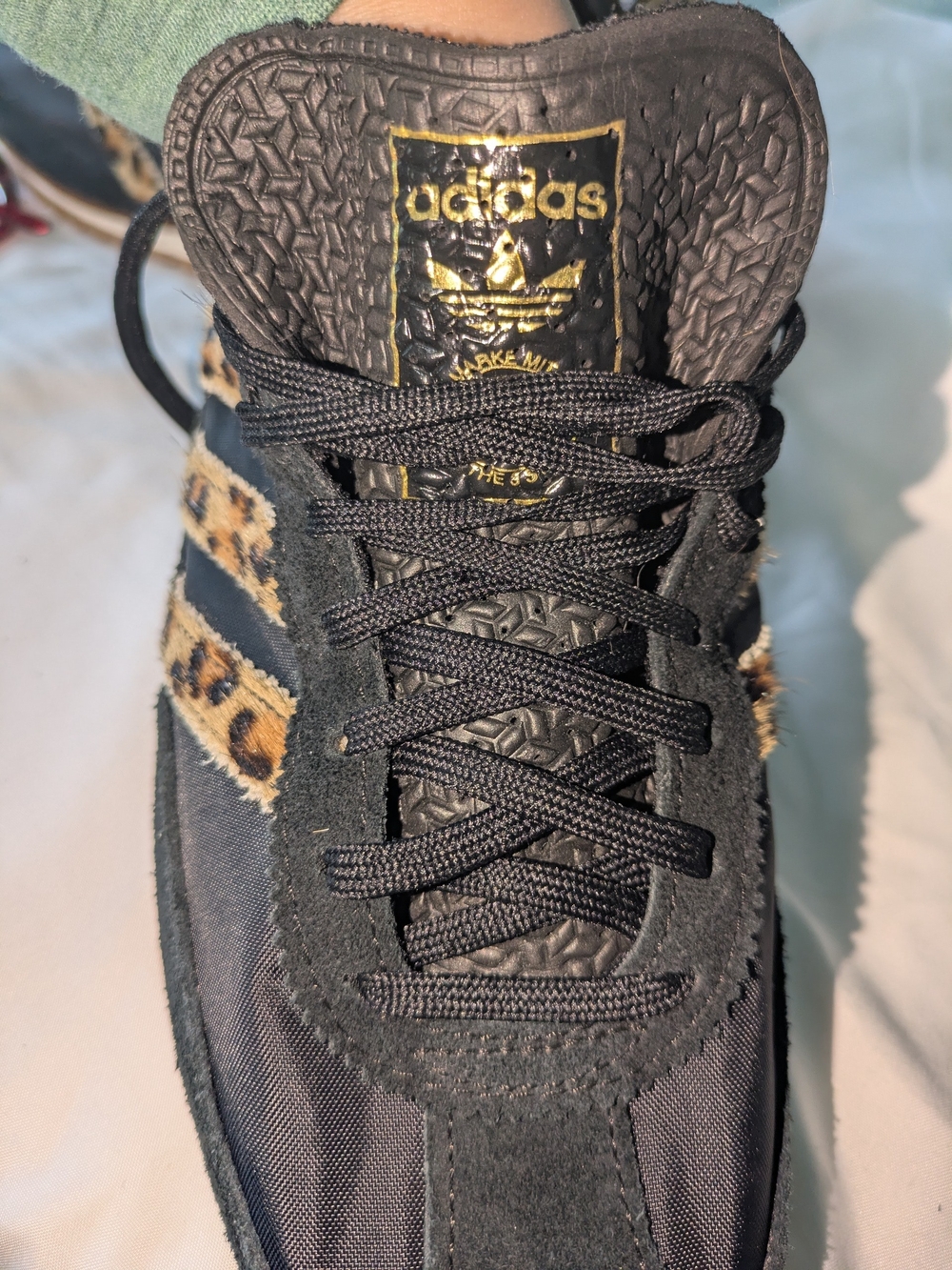 adidas Women's SL 72 OG Black Sneakers with Leopard Stripes - Picture 7 of 12